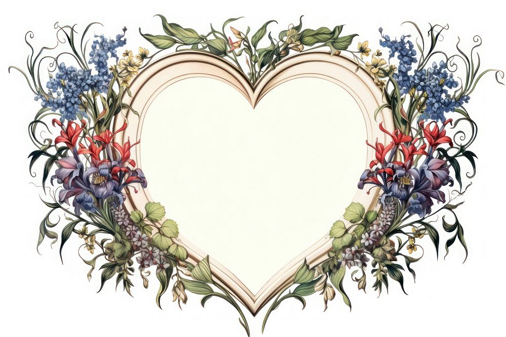Heart and Botanical pattern plant heart.