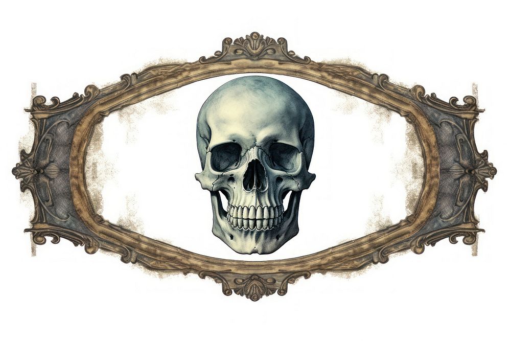 Skull frame white background history.