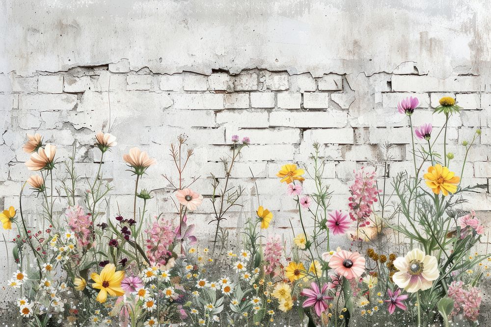 Wildflower and Wall watercolor background wall architecture backgrounds.