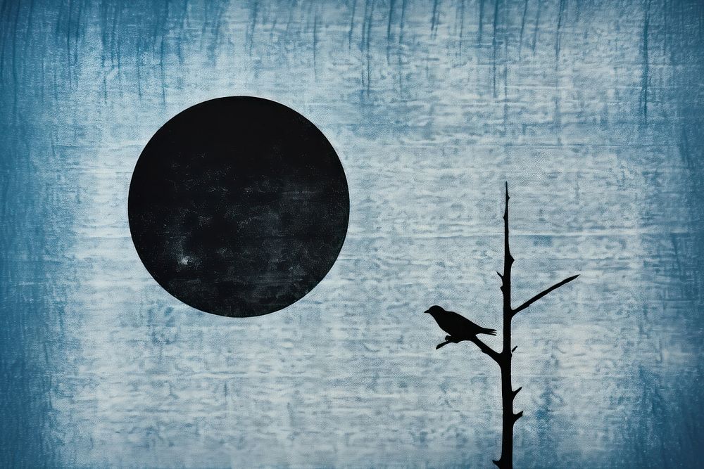 Blue bird silhouette astronomy.