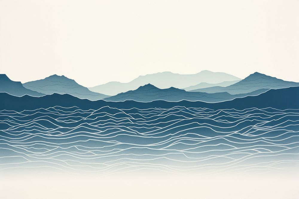 Mountain and Ocean Wave landscape mountain ocean.