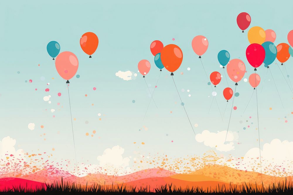 Balloons Above Spring Field balloon celebration backgrounds.