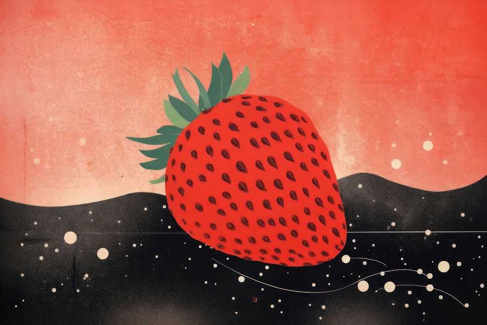 Strawberry in Galaxy strawberry painting fruit.