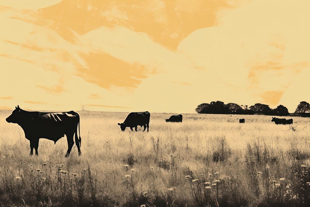 Cows field cow grassland.