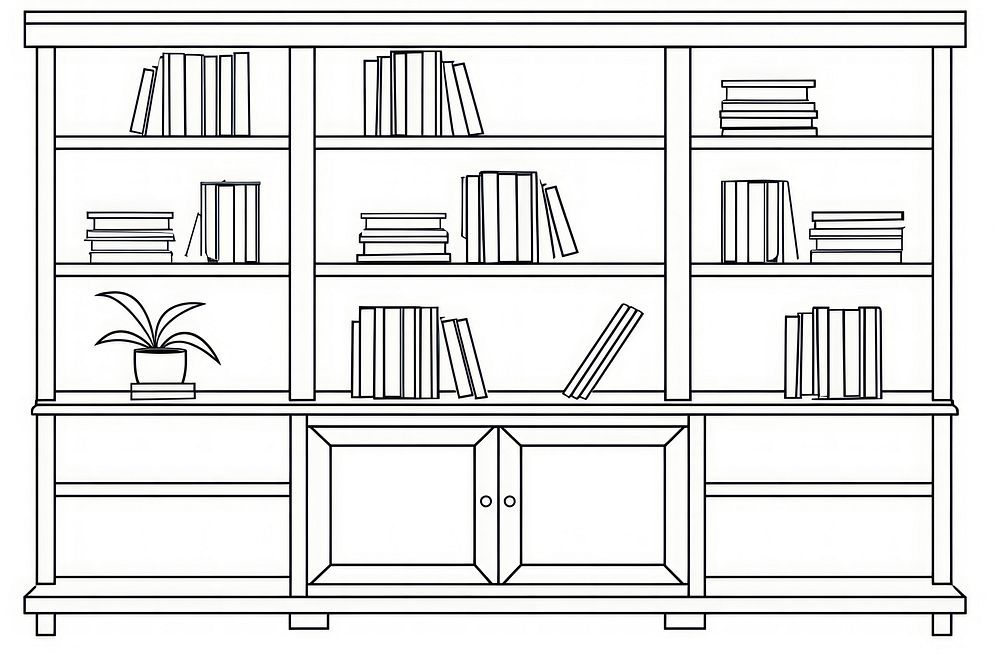 A bookcase furniture bookshelf sketch line.