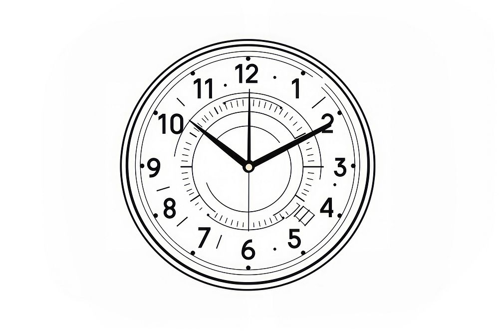 A clock sketch white line.