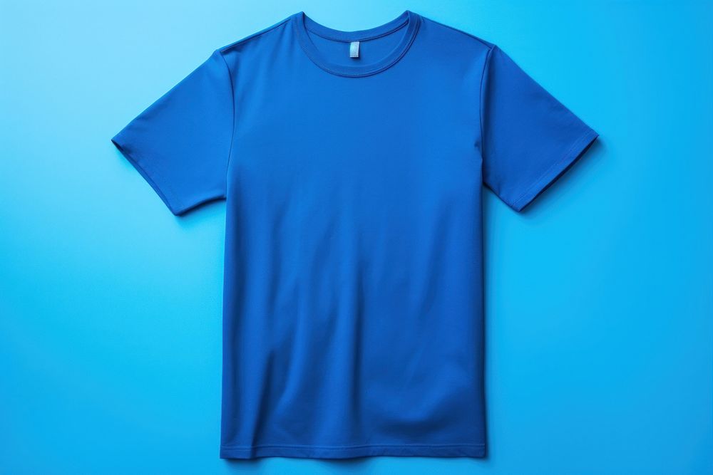 Flat t-shirt blue sleeve blue background.