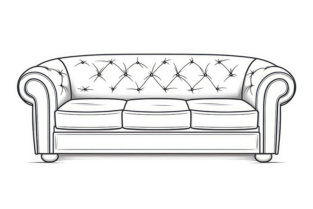 A sofa furniture sketch line white background.