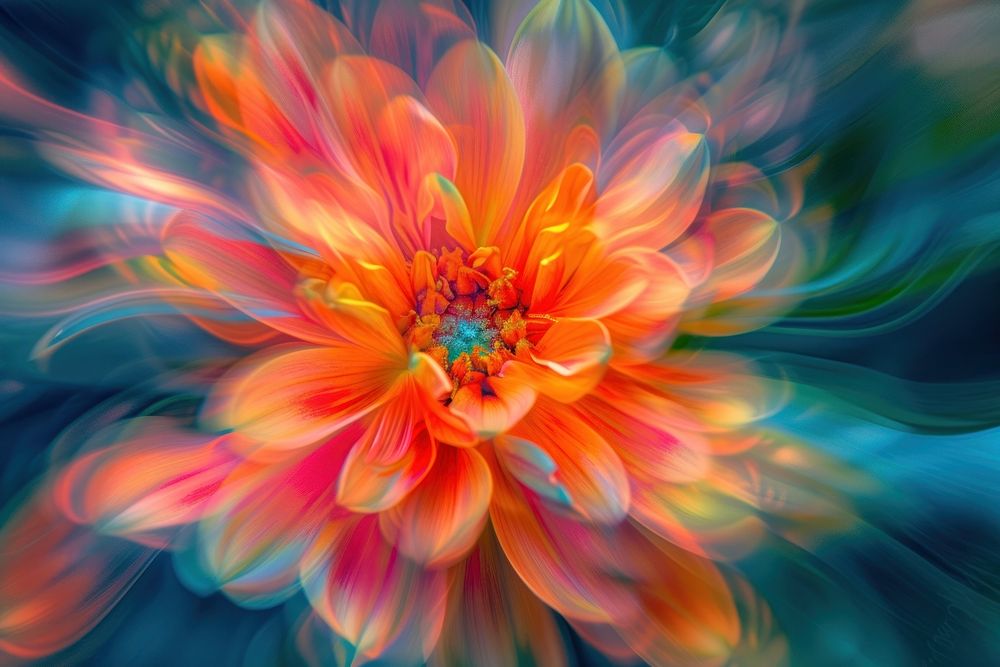 Psychedelic bloom flower abstract pattern dahlia.