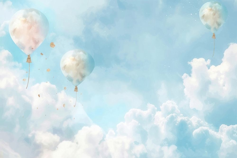 Balloon and Sky watercolor background balloon cloud sky.