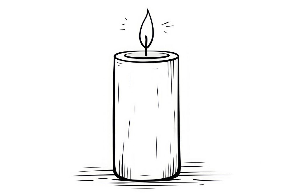 Candle sketch line white background.