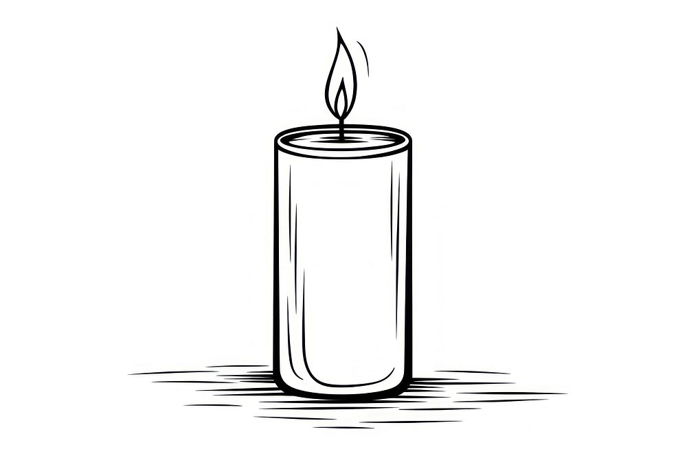 Candle sketch line white background.