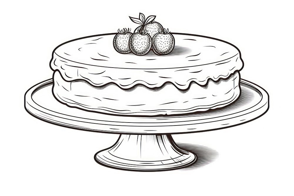 Cake two layer sketch dessert drawing.