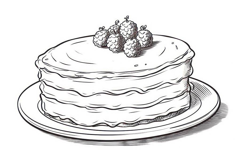 Cake two layer dessert sketch cream.