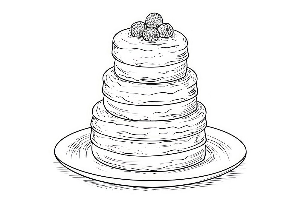 Cake three layer sketch dessert drawing.