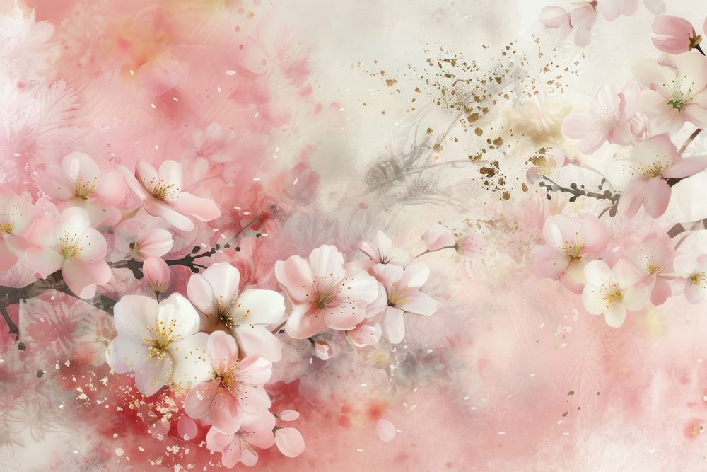 Cherry blossom watercolor background petal backgrounds flower.