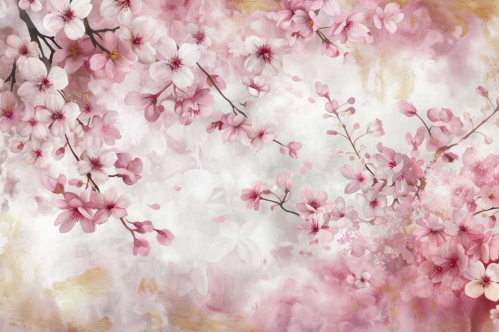 Cherry blossom watercolor background backgrounds flower branch.
