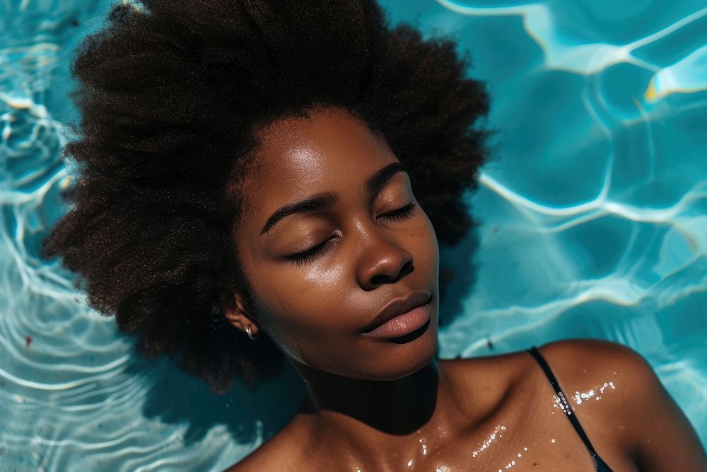 African american woman sunbathing adult skin relaxation.