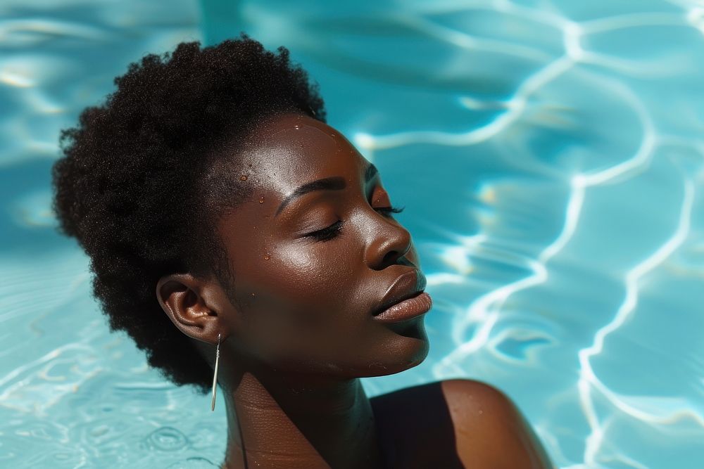 African american woman sunbathing adult skin relaxation.