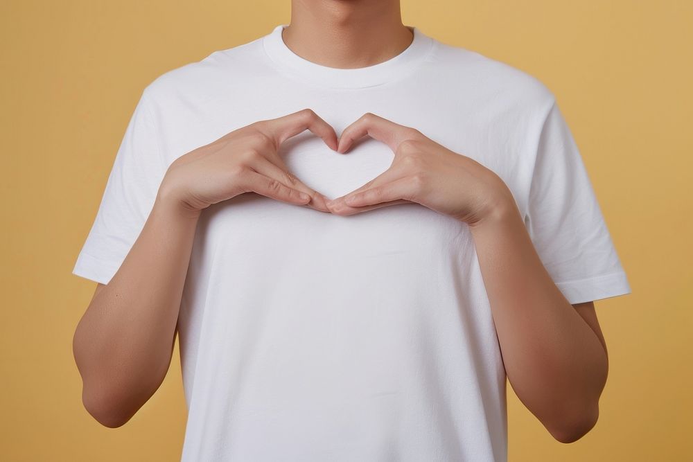 Hands make a heart symbol t-shirt white hand.