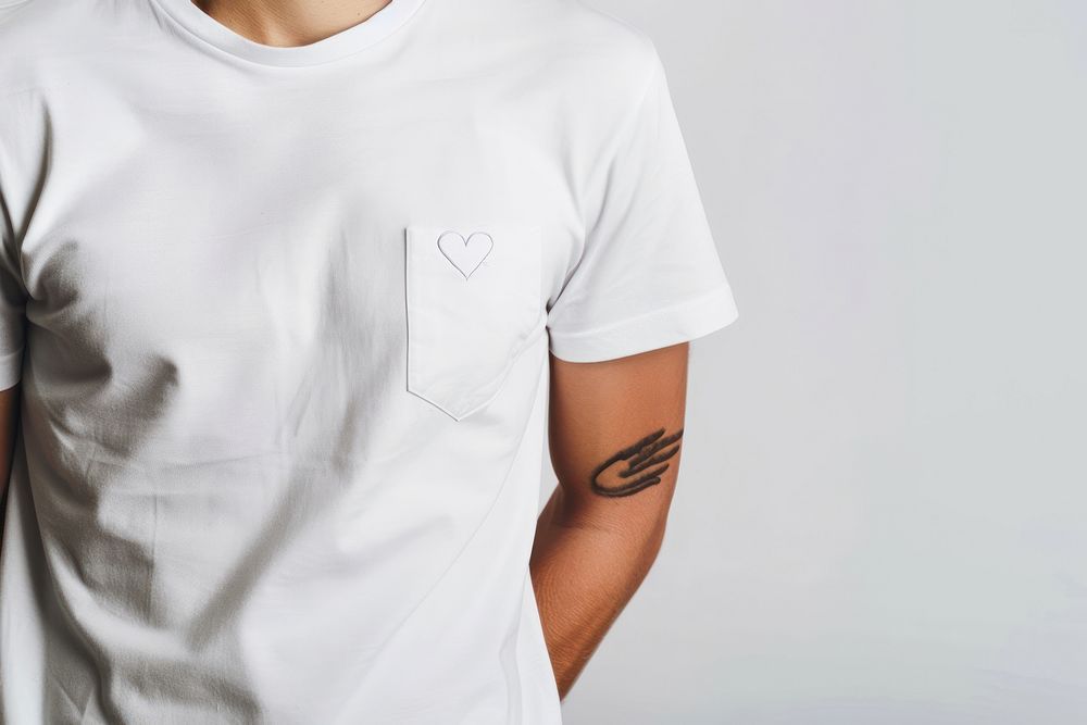 Hands make a heart symbol t-shirt sleeve white.