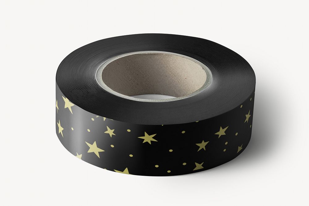 Gold star patterned black washi tape