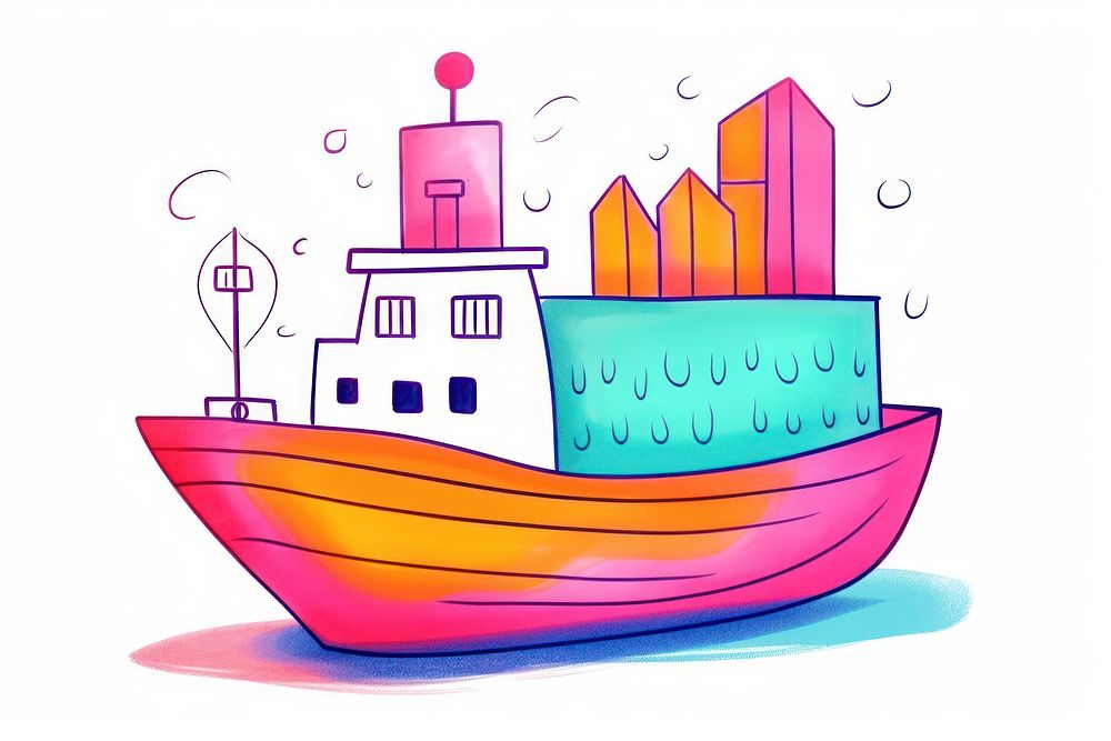 Cargo ship watercraft vehicle drawing.
