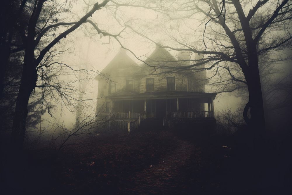 Haunted house architecture building outdoors.