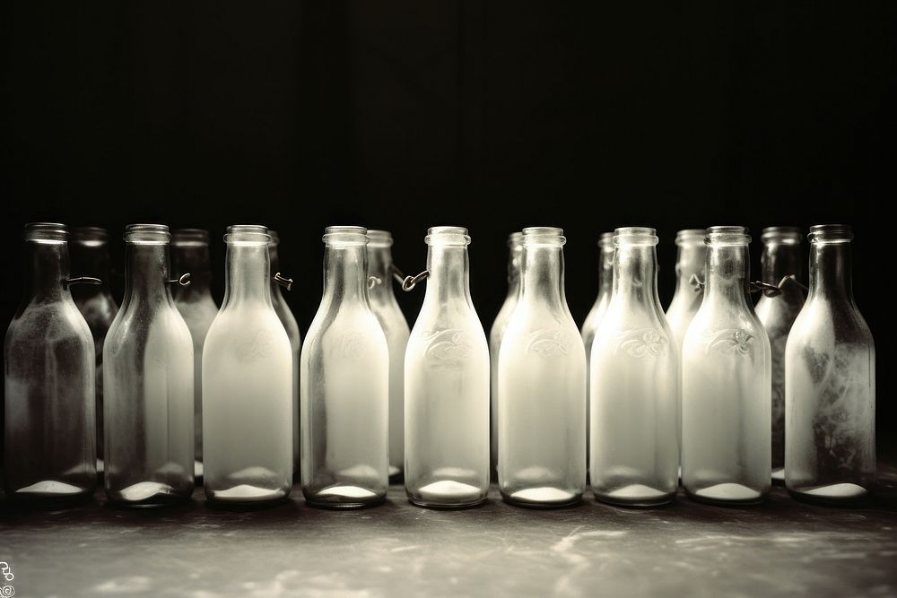 Bottle glass drink milk.