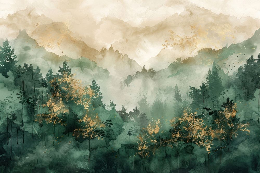 Forest watercolor background landscape forest backgrounds.