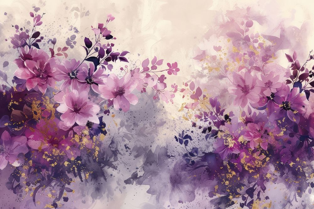 Floral watercolor background painting purple backgrounds.