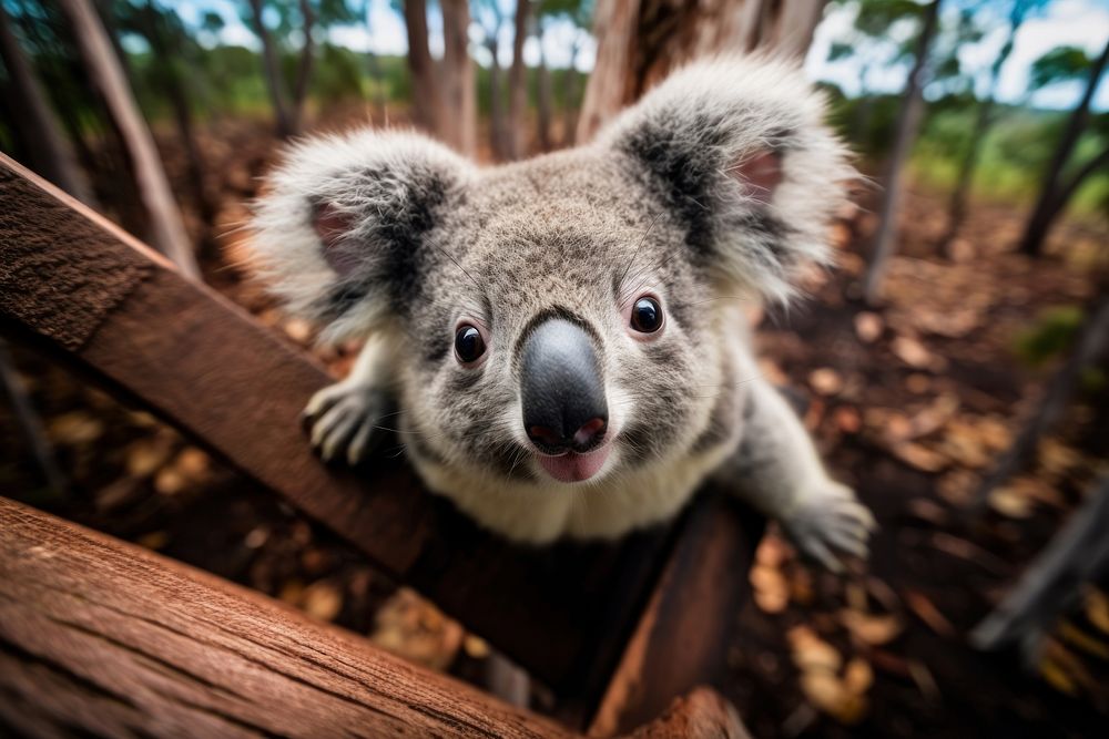 Koala bear looking up animal wildlife mammal.