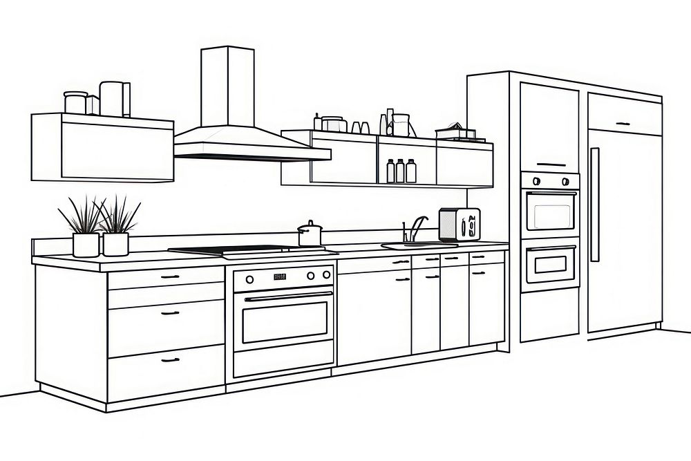 Kitchen furniture cabinet sketch.