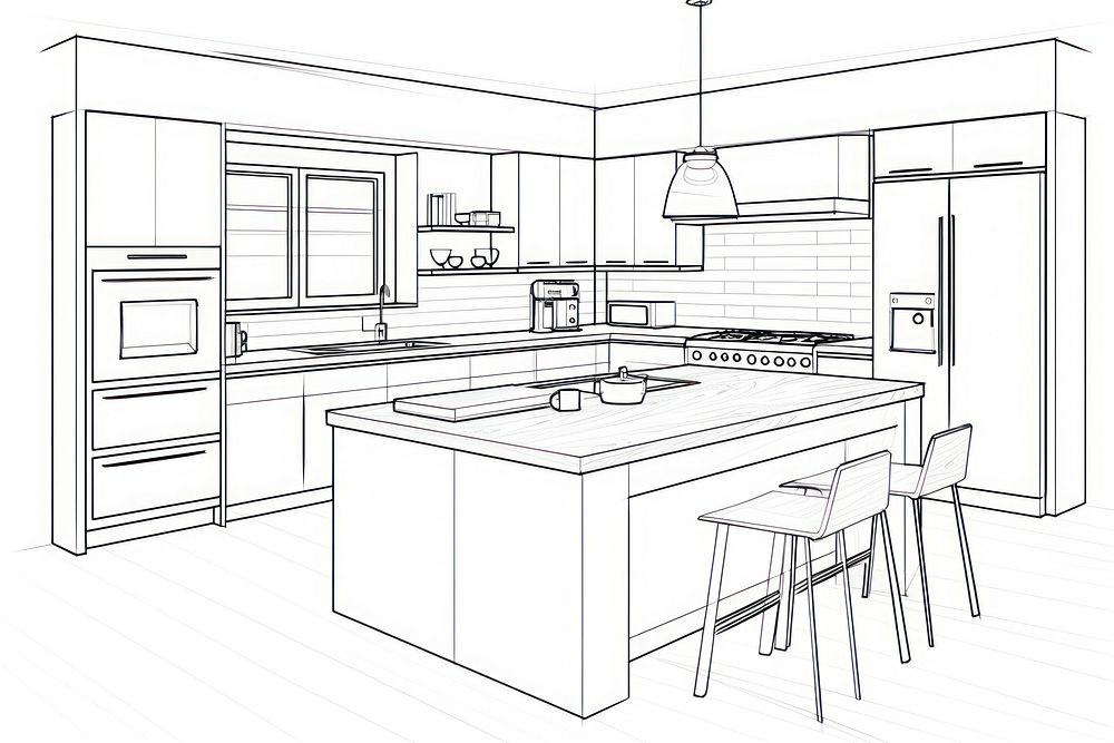 Kitchen furniture sketch line.