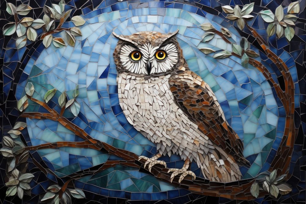 Owl mosaic art pattern.
