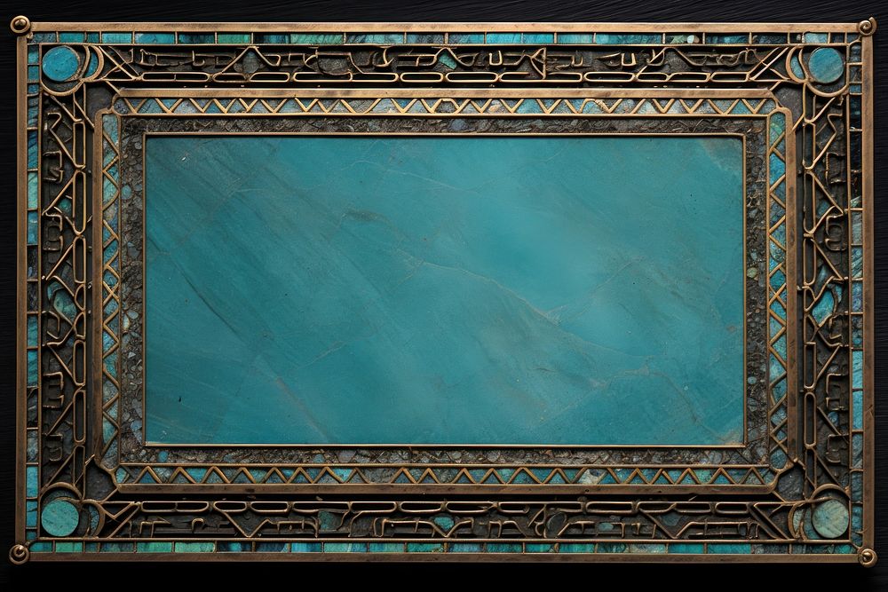 Renaissance-inspired mosaic border art backgrounds turquoise.