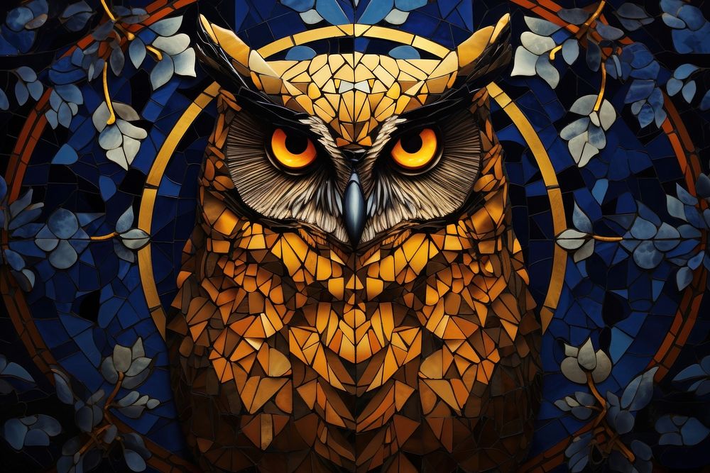 Owl mosaic art pattern creativity.