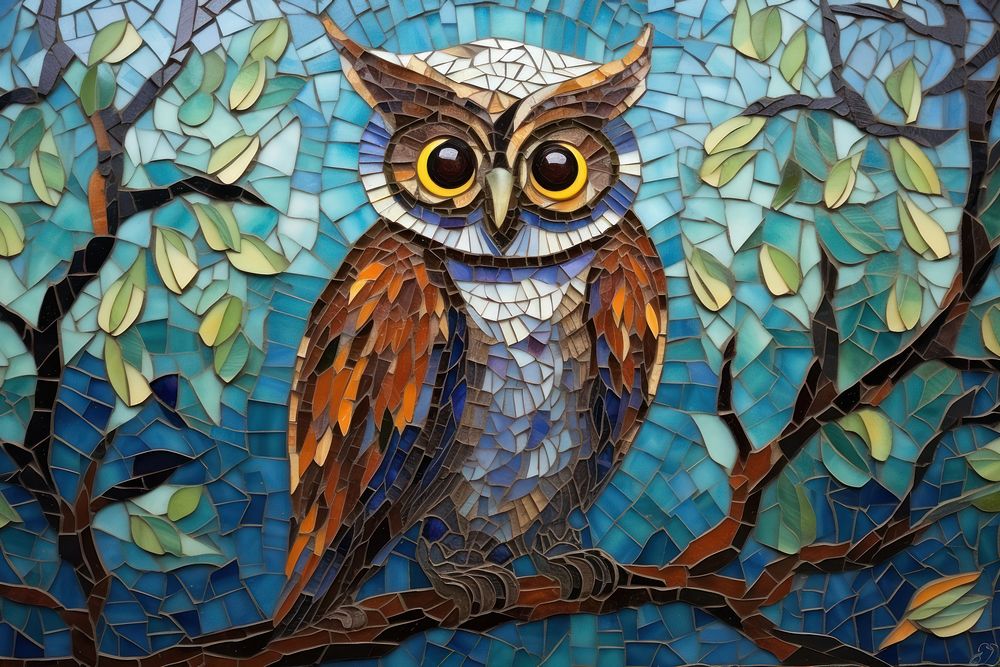 Owl mosaic art pattern craft.