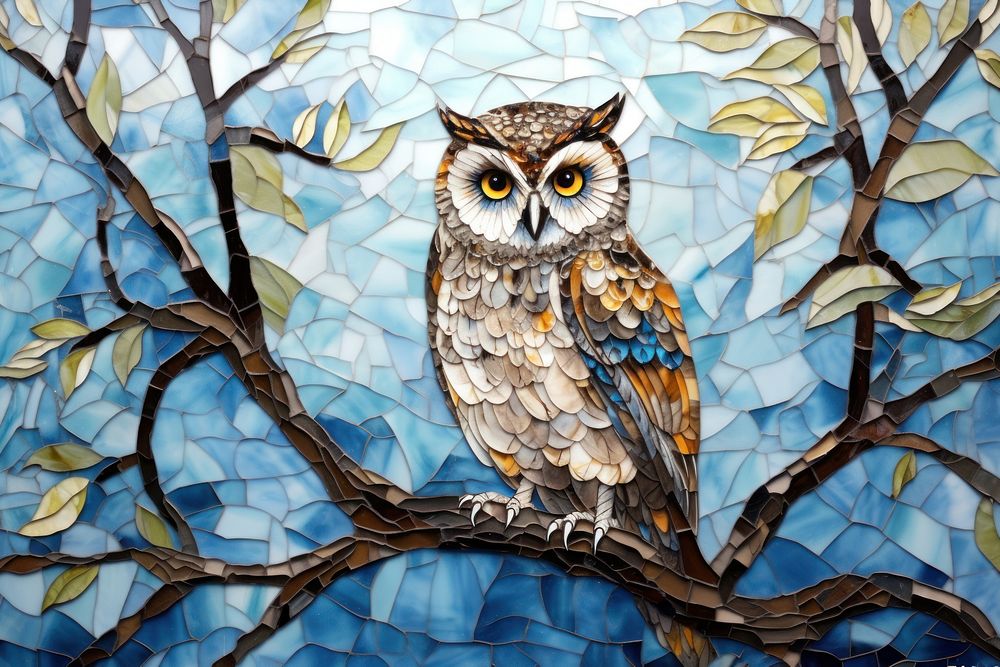 Owl mosaic art pattern animal.