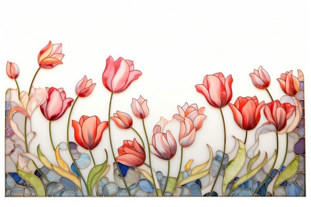 Mosaic tulips art painting blossom.