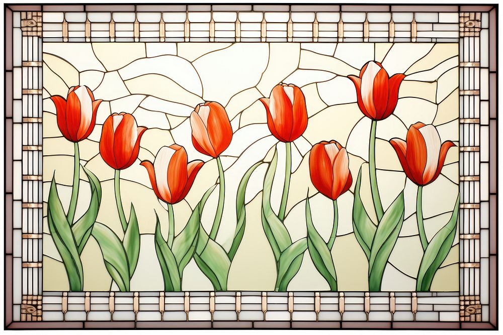 Mosaic tulips art backgrounds pattern.