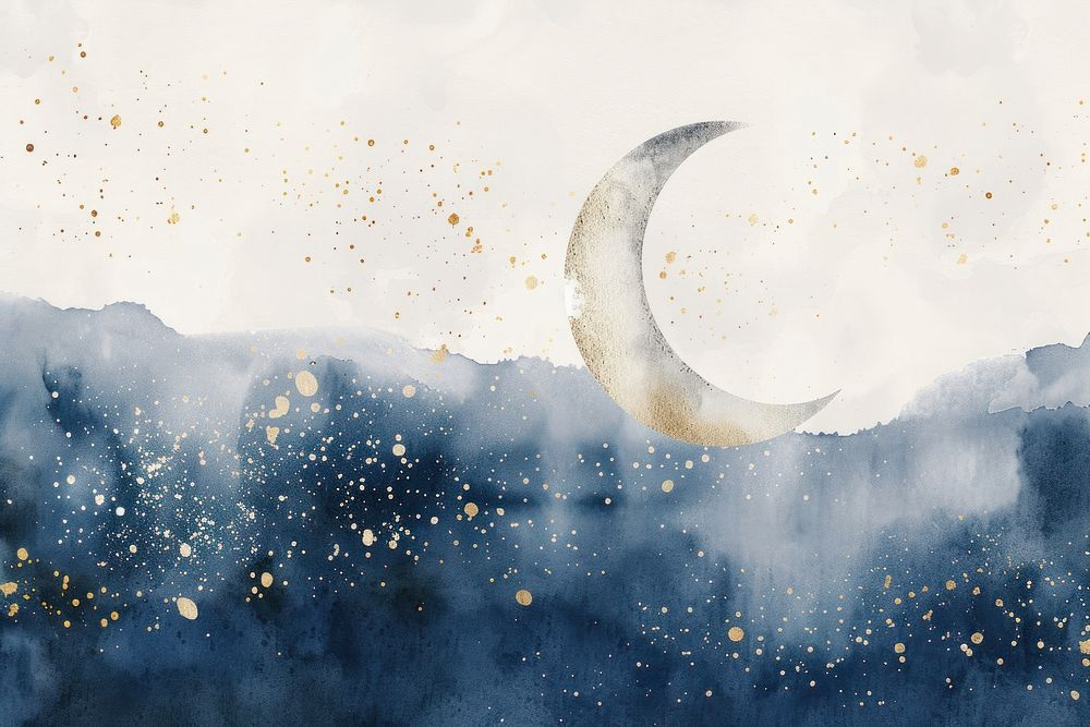 Moon watercolor background night moon astronomy.