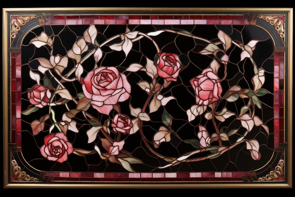 Rose pattern mosaic art craft red.