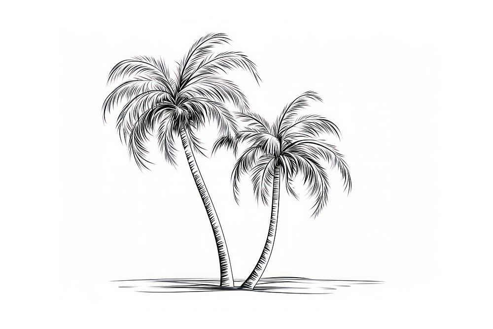 Palm tree sketch drawing plant.