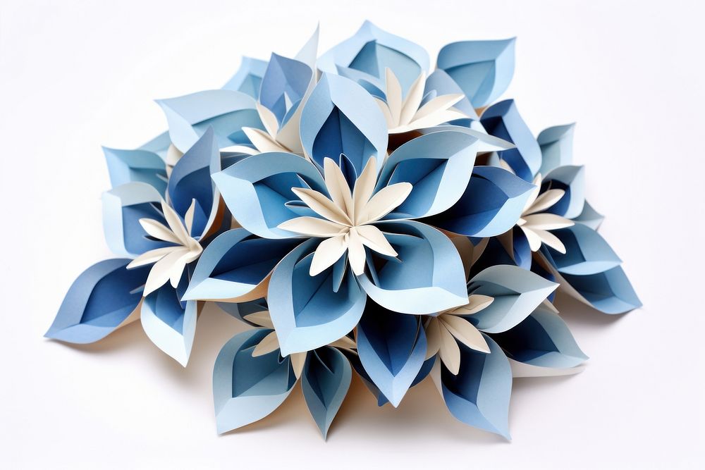 Paper flower origami art white background.