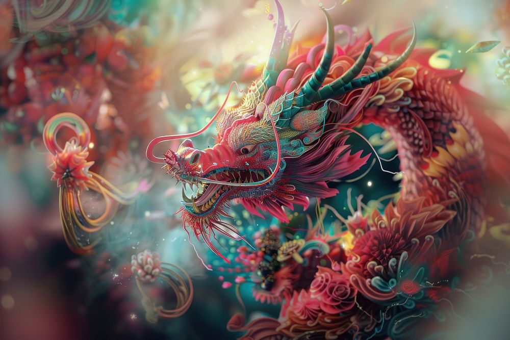 Dragon chinese new year pattern representation celebration.