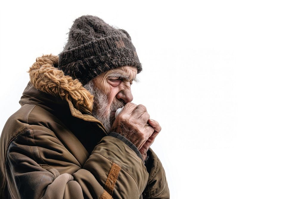 Elderly person have a cough adult photo contemplation.