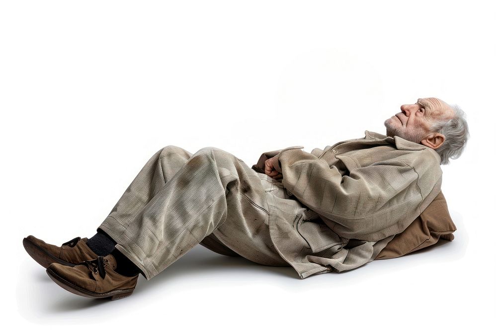 Elderly person have a sick sleeping adult white background.