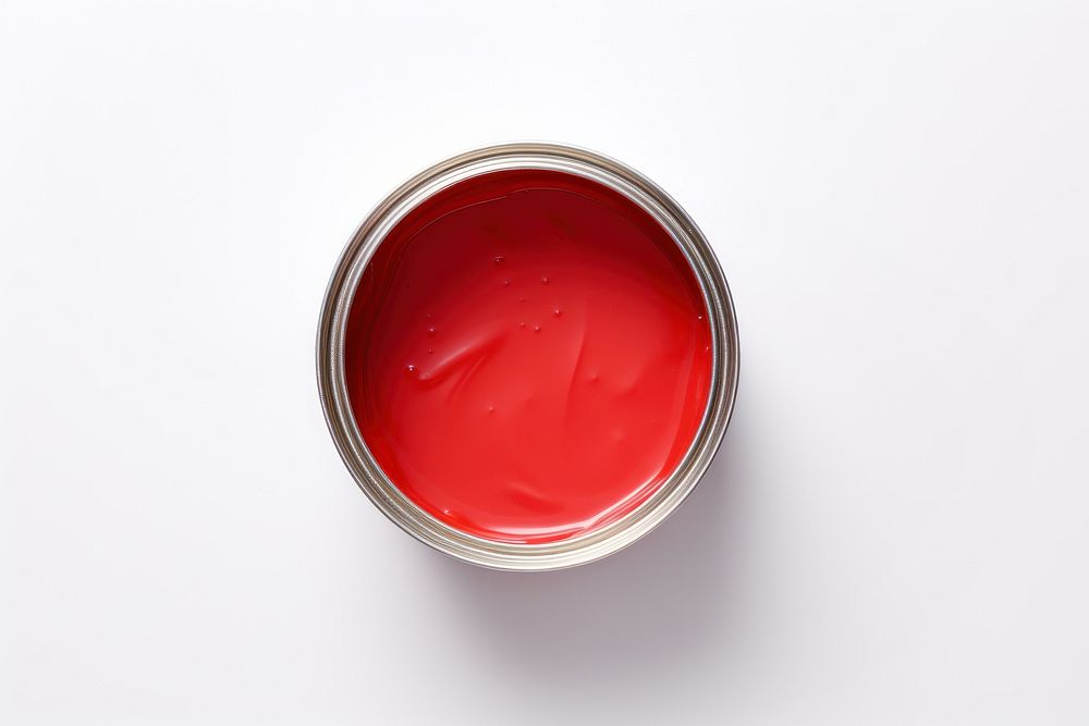 Open paint can white background ketchup circle.