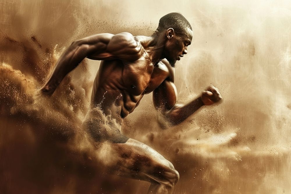 African American man run adult determination bodybuilding.